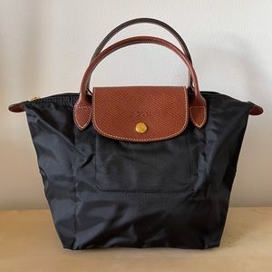 Longchamp Le Pliage Small Top Handle Tote (Black)